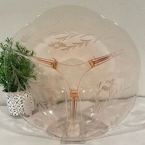 Lancaster “Jubilee” Pink Depression Glass Footed Bowl.